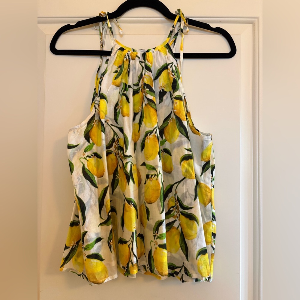 J Crew Tie Shoulder Tank Top in Limoncello Cotton Voile, size S, NWT - Picture 4 of 6